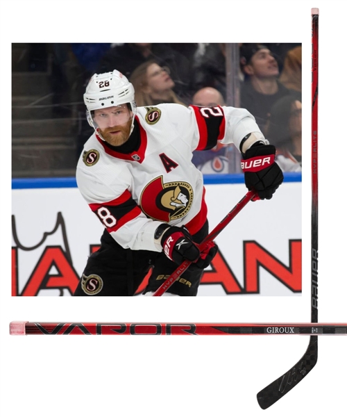 Claude Girouxs Early-to-Mid-2020s Ottawa Senators Signed Bauer Vapour Hyperlite Game-Used Stick 