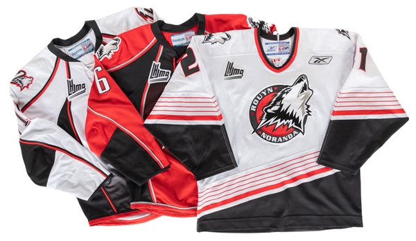 Jarrad Struthers Mid-to-Late-2000s (Home), Redgie Bois Mid-2010s (Home w/"A") and Philippe Myers Mid-2010s (Road) QMJHL Rouyn-Noranda Huskies Game-Worn Jerseys