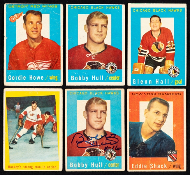 1959-60 Topps Hockey Complete 66-Card Set - Includes Extra Card of #47 HOFer Bobby Hull (Signed)