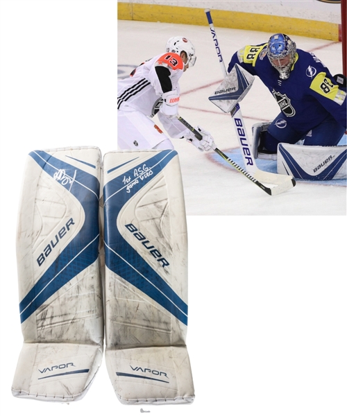 Andrei Vasilevskiys 2018 NHL All-Star Game Final "Team Atlantic" Photo-Matched Bauer Signed Blocker, Glove and Signed Pads Plus Game-Worn Brians 2014-15 Rookie Season Pants and Signed Skates 