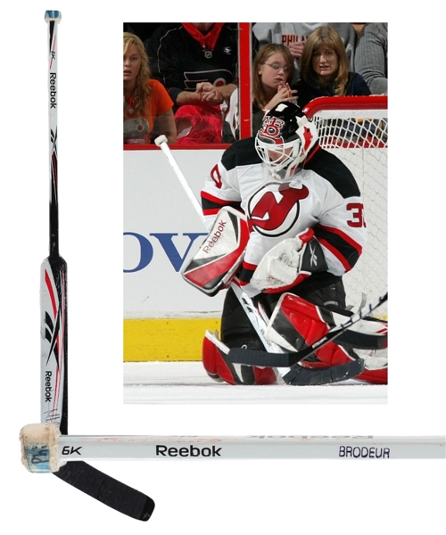 Martin Brodeurs 2008-09 New Jersey Devils Signed Reebok 6K Game-Used Stick - Photo-Matched!