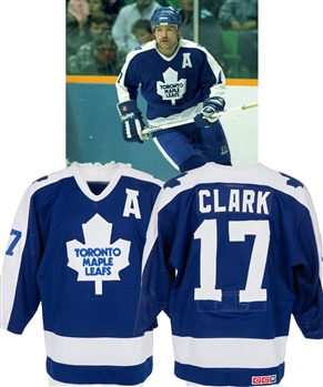 Wendel Clarks 1986-87 Toronto Maple Leafs Game-Worn Alternate Captains Jersey with MeiGray LOA - Clancy Patch! - Numerous Team Repairs! - Photo-Matched! - Video-Matched!