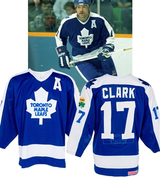 Wendel Clarks 1986-87 Toronto Maple Leafs Game-Worn Alternate Captains Jersey with MeiGray LOA - Clancy Patch! - Numerous Team Repairs! - Photo-Matched! - Video-Matched!