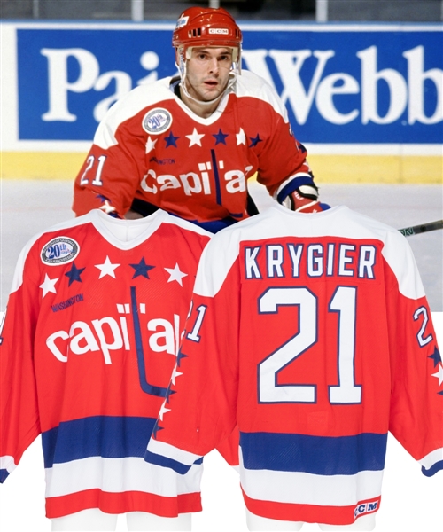 Todd Krygiers 1993-94 Washington Capitals Game-Worn Jersey - Capitals 20th Anniversary Patch!