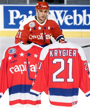 Todd Krygiers 1993-94 Washington Capitals Game-Worn Jersey - Capitals 20th Anniversary Patch!