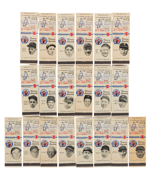1959 First Federal Savings "Famous Senators" Matchbooks Complete Set (20) Including Walter Johnson