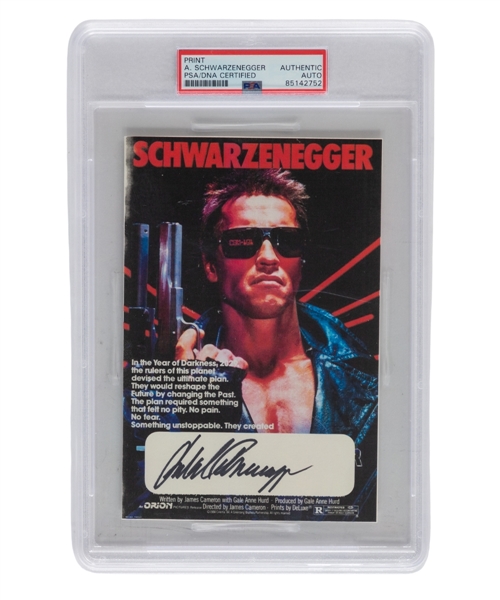 Arnold Schwarzenegger Signed Terminator Movie Poster Print (PSA/DNA Certified Authentic Autograph)