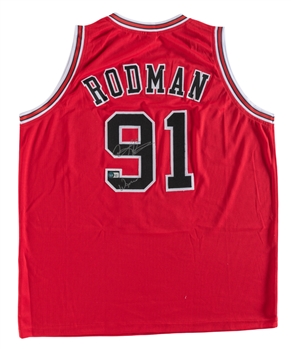 Dennis Rodman Signed Chicago Bulls Jersey with "Worm" Inscription - Beckett Certified 