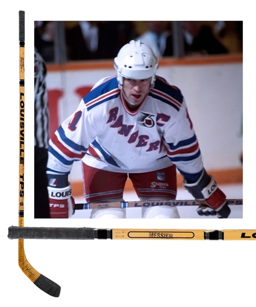 Mark Messier’s 1991-92 New York Rangers Signed Louisville TPS Game-Used Stick with LOA (Lou Nolan Collection) – First year with the Rangers!