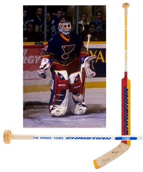 Grant Fuhr’s 1995-96 St. Louis Blues Signed Christian Game-Used Stick with LOA (Lou Nolan Collection) - NHL Record 79 Games Played Season! 