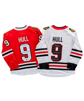 Bobby Hull Signed "Art Ross" Hawks White Jersey & Signed "Golden Jet" Hawks Red Jersey - Starside Signatures COA