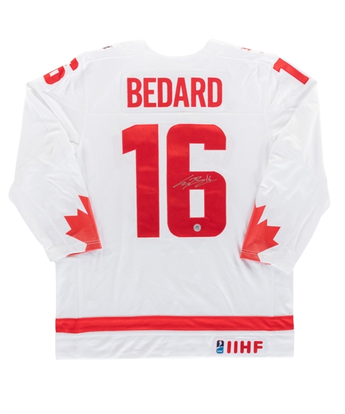 Connor Bedard Signed 2023 IIHF World Junior Championships Team Canada "Heritage" Jersey - AJ Sports COA