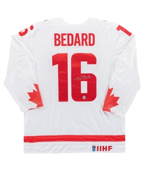 Connor Bedard Signed 2023 IIHF World Junior Championships Team Canada "Heritage" Jersey - AJ Sports COA
