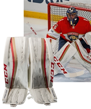 Roberto Luongos 2016-17 Florida Panthers CCM Premier Game-Worn Pads with Team COA - Photo-Matched!