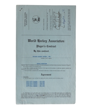 Kevin Morrisons New York Golden Blades 1973-74 to 1977-78 WHA Contract Signed by Gary L. Davidson