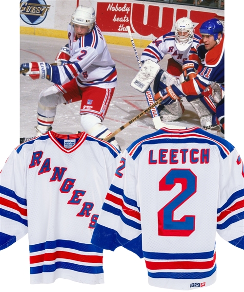 Brian Leetchs 1989-90 New York Rangers Game-Worn Jersey with LOAs - Photo-Matched!