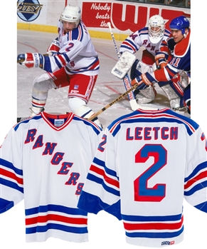 Brian Leetchs 1989-90 New York Rangers Game-Worn Jersey with LOAs - Photo-Matched!