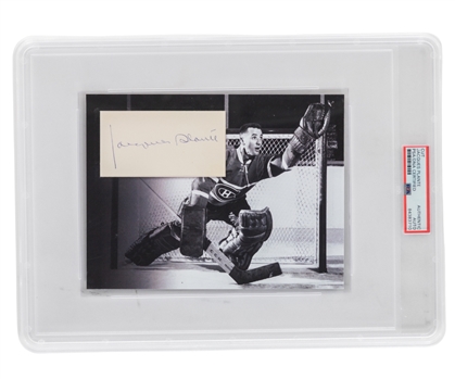 Deceased HOFer Jacques Plante Custom Signature Cut Photo Certified Authentic by PSA/DNA 