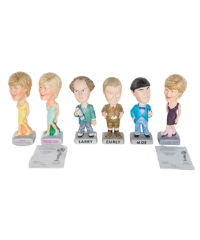 The Three Stooges and Princess Diana S.A.M. Limited-Edition Bobble Heads (6) In Original Boxes 