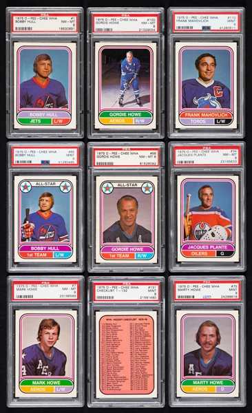 1975-76 O-Pee-Chee WHA Hockey Complete PSA-Graded 132-Card Set - 3rd Current Finest PSA Set with 8.99 Set Rating!