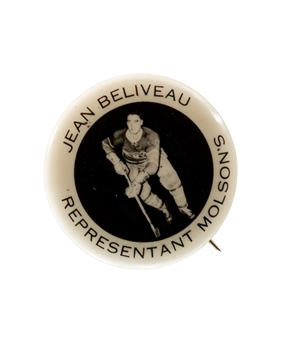 Scarce 1950s Jean Beliveau Montreal Canadiens "Representant Molsons" Pin