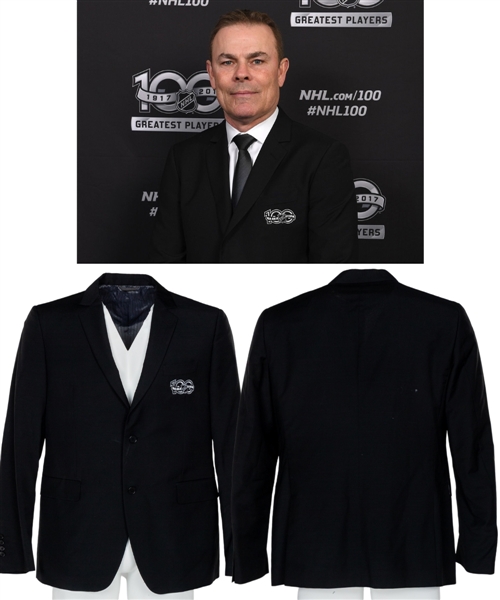 Adam Oates 2017 NHL Centennial "100 Greatest Players" Worn Jacket and Event-Worn Boston Bruins Jersey from His Personal Collection with His Signed LOA