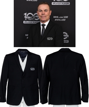 Adam Oates 2017 NHL Centennial "100 Greatest Players" Worn Jacket and Event-Worn Boston Bruins Jersey from His Personal Collection with His Signed LOA