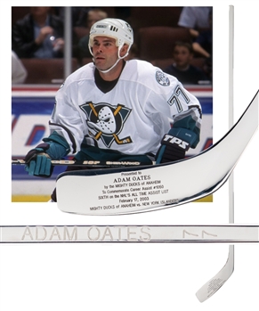 Adam Oates 2002-03 Anaheim Mighty Ducks Milestone "1,050 NHL Assist" Silver Presentation Stick from His Personal Collection with His Signed LOA
