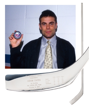 Adam Oates 1997-98 Washington Capitals Milestone "1,000 NHL Point" Silver Presentation Stick from His Personal Collection with His Signed LOA