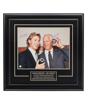 Wayne Gretzky and Gordie Howe Dual-Signed "1851 and 1850" Framed Photo with Frameworth COA (29 3/8" x 30 1/4")