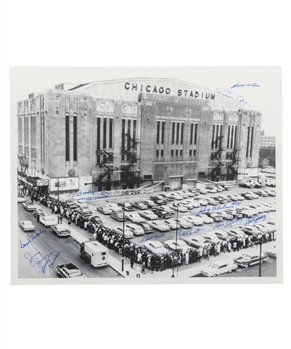 Chicago Stadium Photo Signed by 11 Former Chicago Black Hawks Players with LOA (16” x 20”)