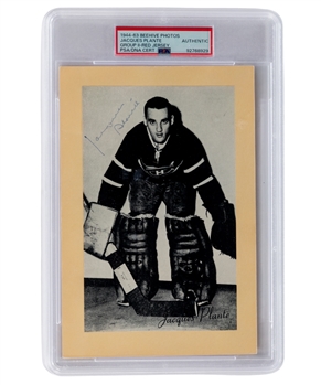 Deceased HOFer Jacques Plante Signed Montreal Canadiens Bee Hive Group 2 (1945-64) Hockey Photo - PSA/DNA Certified