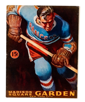 January 16th, 1944 Madison Square Garden New York Rangers Program Signed by 4 Including HOFer Bryan Hextall Plus Dutch and Ott Heller and Ken McAuley