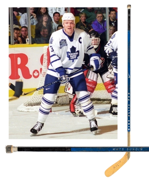 Mats Sundins Mid-1990s Toronto Maple Leafs Signed Nike Elite Pro Game-Used Stick with JSA LOA