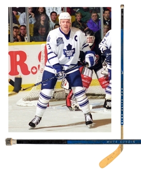 Mats Sundins Mid-1990s Toronto Maple Leafs Signed Nike Elite Pro Game-Used Stick with JSA LOA