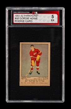 1951-52 Parkhurst Hockey Card #66 HOFer Gordie Howe Rookie – Graded KSA 5