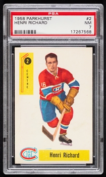 1958-59 Parkhurst Hockey Card #2 HOFer Henri Richard - Graded PSA 7