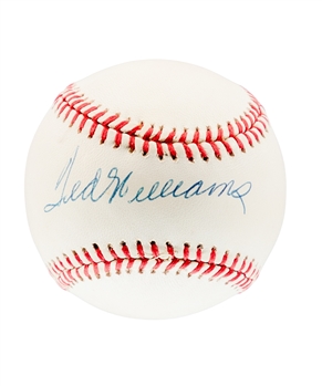Deceased HOFer Ted Williams Single-Signed Official Rawlings AL Bobby Brown Baseball with JSA LOA