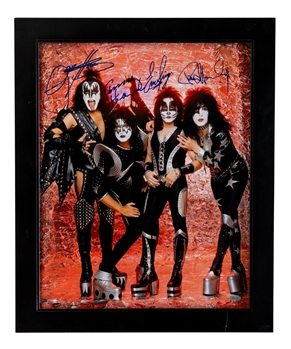 Rock Group KISS Poster Signed by Band Members Simmons, Stanley, Singer and Thayer with JSA Auction LOA