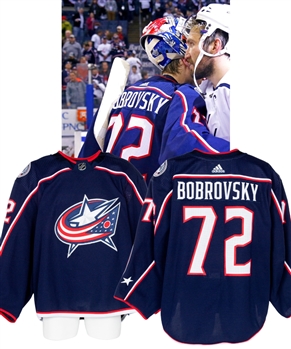 Sergei Bobrovskys 2017-18 Columbus Blue Jackets Game-Worn Regular Season and Playoffs Jersey with LOA - Photo-Matched!