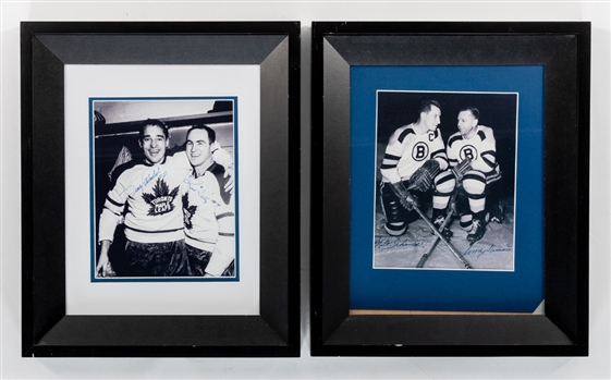 HOFers Frank Mahovlich and Red Kelly Plus Milt Schmidt and Woody Dumart Dual-Signed Framed Photo Collection of 2