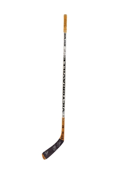 Brent Sutters 1993-94 Chicago Blackhawks Team-Signed Victoriaville Ultra Game-Used Stick Including HOFer Chris Chelios 