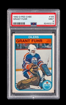 1982-83 O-Pee-Chee Hockey Card #105 HOFer Grant Fuhr Rookie - Graded PSA 9