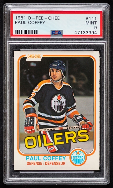 1981-82 O-Pee-Chee Hockey Card #111 HOFer Paul Coffey Rookie - Graded PSA 9
