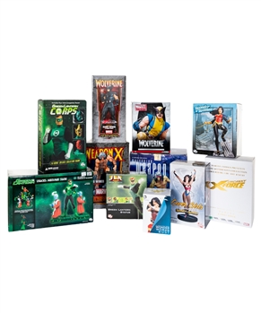 Marvel Heroes and DC Comics Figurines in Original Boxes (11) Including Wolverine, Green Lantern, Wonder Woman and Others