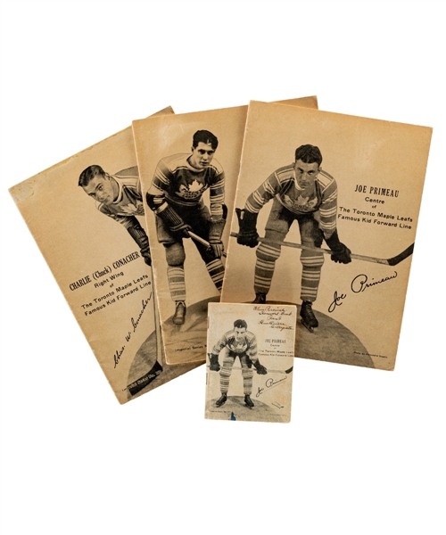 Early-1930s Toronto Maple Leafs Imperial Series Charlie Conacher, Busher Jackson and Joe Primeau (2) Scribblers Including Scarce Primeau "Mini" Scribbler
