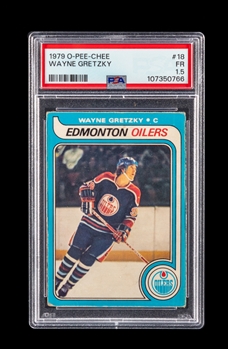 1979-80 O-Pee-Chee Hockey Card #18 HOFer Wayne Gretzky Rookie - Graded PSA 1.5