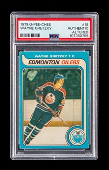 1979-80 O-Pee-Chee Hockey Card #18 HOFer Wayne Gretzky Rookie - Graded PSA Authentic Altered