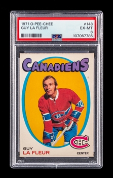 1971-72 O-Pee-Chee Hockey Card #148 HOFer Guy Lafleur Rookie - Graded PSA 6