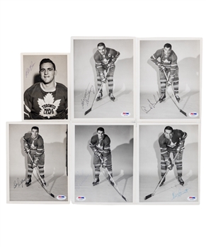 Toronto Maple Leafs 1960s Signed Type I Turofsky Player Photos (6) Including Mahovlich, Pulford, Armstrong, Baun, Brewer and Stewart - PSA/DNA COAs 